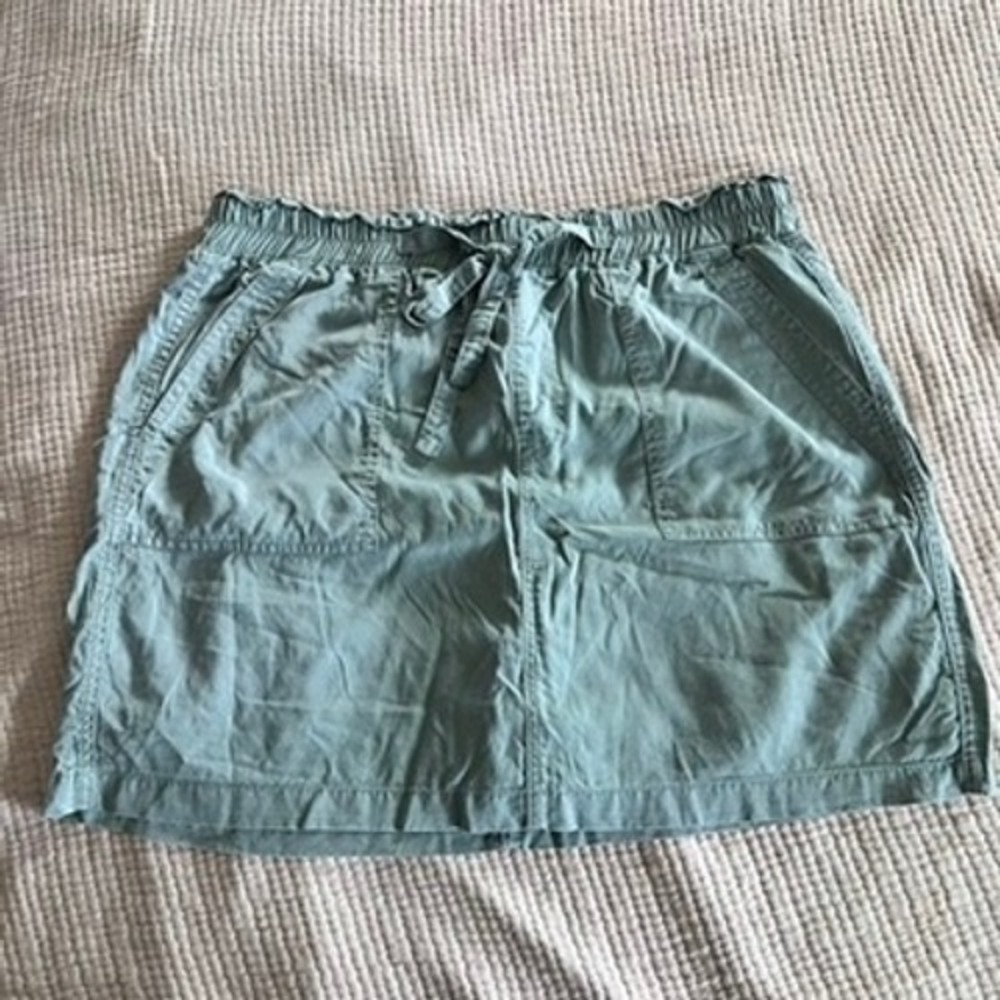 Dakota Blue Olive‎ Green Lyocell Paperbag Waist Skort Skirt Womens Large Pull On
